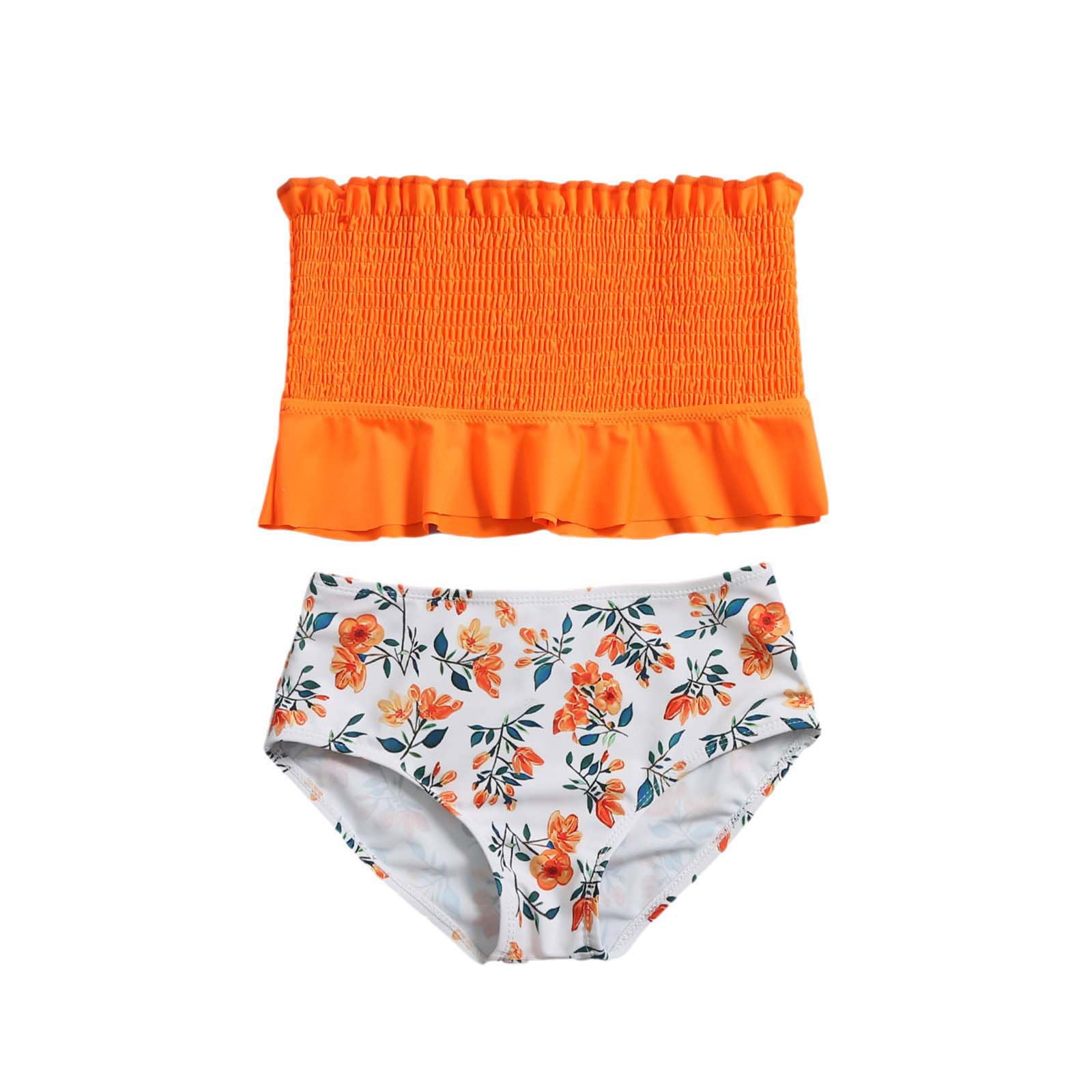 Jikolililili Toddler Kids Girls Two Piece Swimsuit Ruffles Bikini Set Swimwear Beach Sport