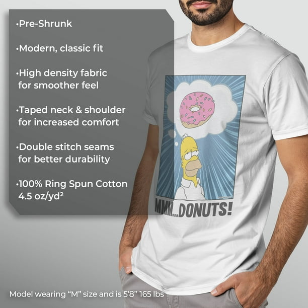 The Simpsons Men's Homer Mmm… Donuts Graphic Tee, Medium, White