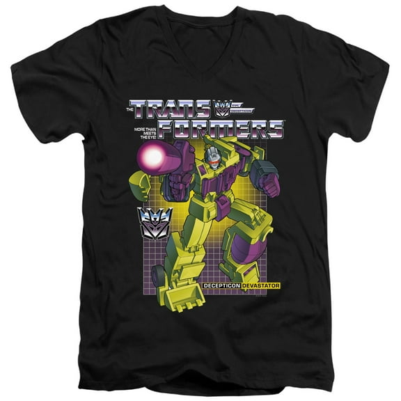 Transformers Devastator S/S Adult V-Neck T-Shirt 30/1 T-Shirt Black