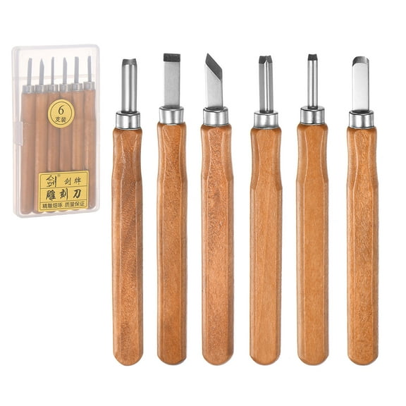 Uxcell 6 Packs SK2 High Carbon Tool Steel Wood Chisels Carving Tools Carving Knife Set