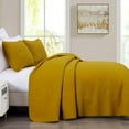 thumbnail image 2 of Chezmoi Collection Avon Diamond Geometric Solid Cotton Lightweight Quilt for All Seasons, 3-Piece Quilt Set, King, Mustard Yellow, 2 of 9