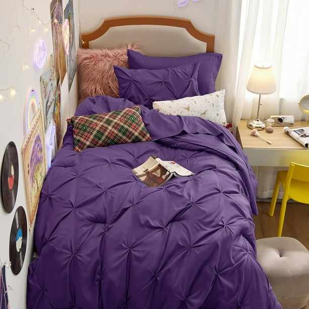 Juego de edredón Bedsure Twin Púrpura con sábanas, 5 piezas