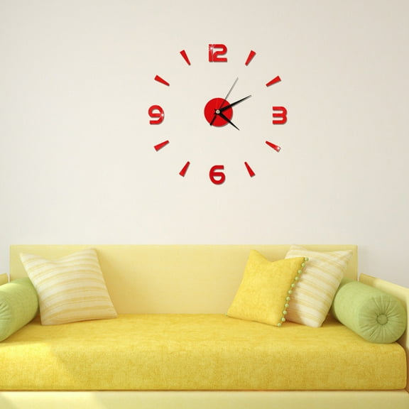 WHAMVOX  3 D Acrylic Wall Clock Clocks Home Digital Large Office Red