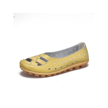 

Woobling Women Lightweight Round Toe Moccasins Walking Low Top Boat Shoes Nonslip Hollow Out Loafers