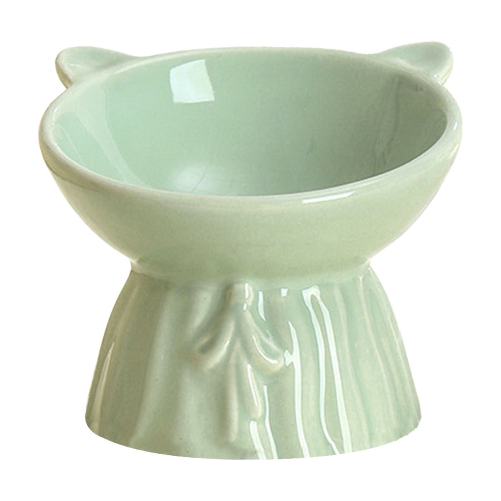 Lunxisen 2 Pcs Elevated Cat Food Bowl, Ceramic Raised and Tilted Water Bowl, Anti Vomiting and Protect Pets' Spines Dishes for Small Dog, Fat Faced Cat, Kitten