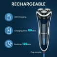 thumbnail image 3 of Rasoir Électrique pour Hommes, SweetLF Rasoir Électrique 100 % Étanche, Rechargeable Type C, Rasoirs Rotatifs pour Hommes pour Rasage Humide et à Sec avec Tondeuse Escamotable, Filaire et Sans Fil, Bleu Marine, 3 of 7
