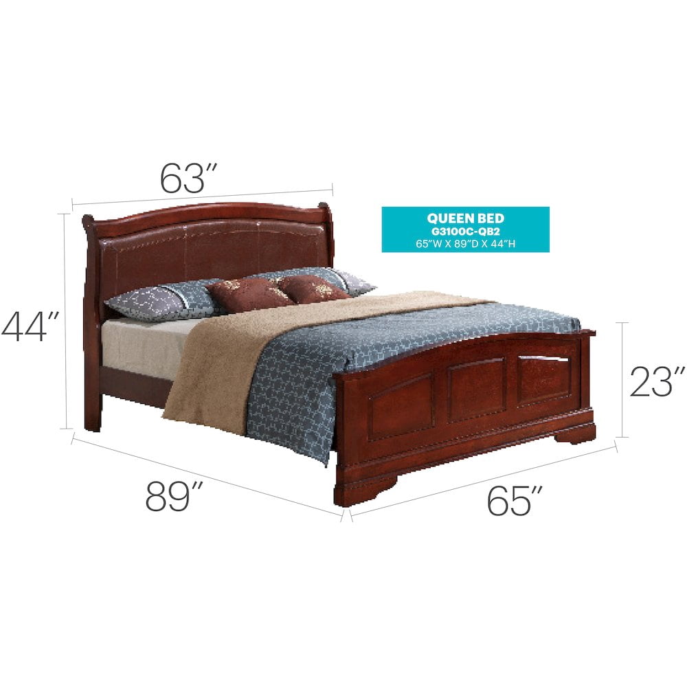 Glory Furniture Louis Phillipe Queen Bed in Cherry Color