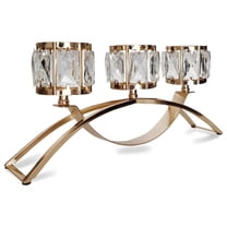 Gold Crystal Candle Holder, 3-Arm Candelabra for Wedding and Table Centerpiece, Elegant Crystal Decor for Home, Event, Romantic Dinner