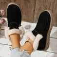 thumbnail image 3 of Rokment Winter Snow Boots for Women 2025 Fashion Casual Suede Buckles Comfortable Fleece Lined Warm Flat Slip on Loafers Walking Ankle Booties Black Size 6, 3 of 8