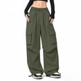 thumbnail image 3 of GiLiling Girls Parachute Cargo Pants, Elastic Waist Quick Dry Lightweight Baggy Hiking Pants with Pockets (Blackish Green, 9-10 Years), 3 of 9