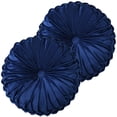 thumbnail image 5 of 2PCS Pleated Pumpkin Throw Pillows, Round Velvet Pillows with Center Button, Vintage Accent Meditation Pillow Cushion for Sofa Chair Dorm Car, 14.5 inch, Navy, 5 of 5