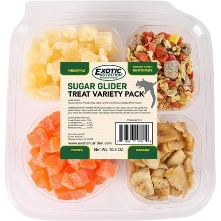 UPC: 0858196007804 | Sugar Glider Treat Variety Pack (9.5 oz.) – Healthy Natural Sugar Glider Treat Assortment – Yogurt Drops Crunchez Berry Blend Dried Papaya Dried Pineapple – Sampler Variety Value Package