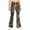 Coffee, variant on Girls Camo Pants Flare Leg Kids Camo Maple Leaf Print Pants School Uniform Slacks Preppy Clothes With Button and Pockets