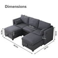 thumbnail image 2 of Modern U-Shaped Sectional Sofa with Charging Station for Small Space Fabric Modular Sofa with Chaise & Ottoman and Storage Seat 2 Pillows Dark Gray, 2 of 13