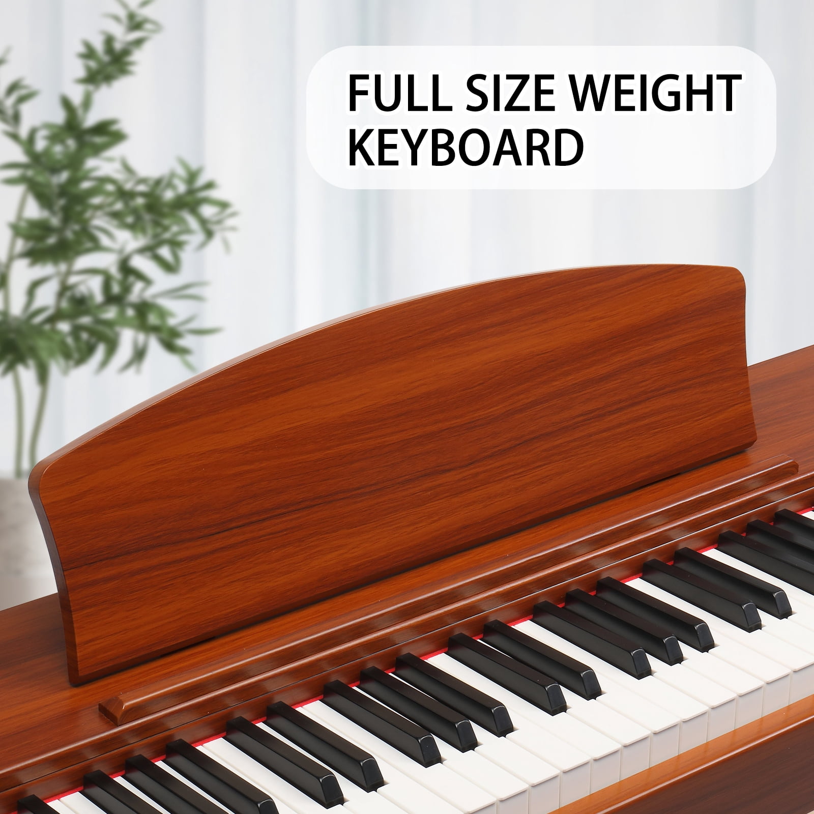 88 Key Standard Full Weighted Keyboards Digital Piano with Metal Stand, Power Adapter, Triple Pedals, Headphone，for All Experience Levels, Walnut
