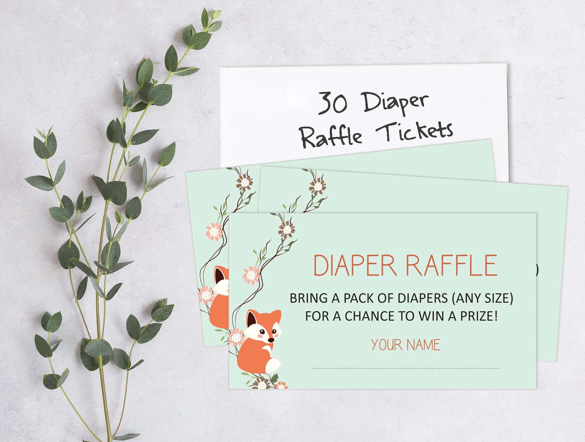 Inkdotpot 30Baby ShowerDiaper Raffle Ticket-Lottery Insert Cards-Supplies Games For Baby Shower Party-AnimalsBring A Pack Of Diapers To Win Favors-Gifts-And Prizes