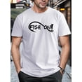 thumbnail image 1 of Camiseta con estampado de peces para hombre, informal, de manga corta y cuello redondo, ideal para actividades al aire libre, para adultos, hombres, mujeres, adolescentes y jóvenes., 1 of 6