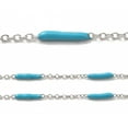 thumbnail image 2 of 1roll Enamel Column Link Chains with 304 Stainless Steel Cable Chains Unwelded with Spool Deep Sky Blue 14~17x2~3mm and 1.5x2x0.5mm about 32.81 Feet(10m)/Roll, 2 of 4