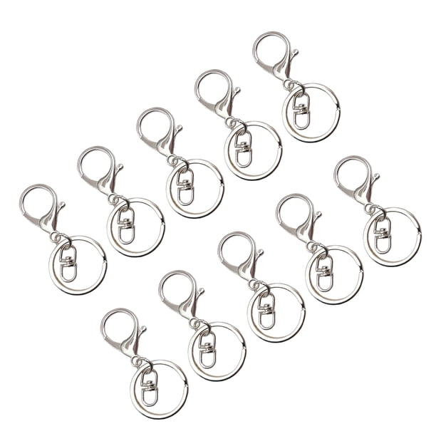 Billuyoard 10pcs Llaveros de metal Langosta - Llaveros seguros y elegantes para cierres diarios Ganchos giratorios Plata brillante Type3 NO3