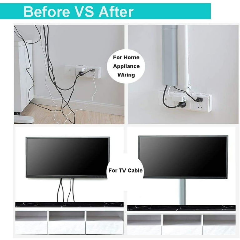 Kernelly Cable Concealer On-Wall Cord Cover Raceway Kit Paintable Channel to Hide and Conceal Cords, Cables, or Wires for TV Computer Office Theater, Size
