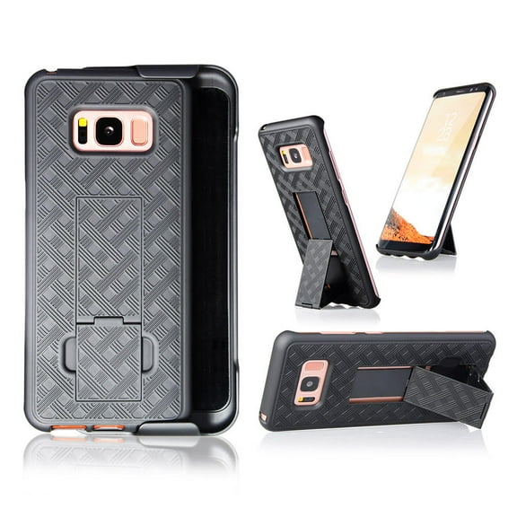 Encust Shell Holster Slim Black Case for Samsung Galaxy S8 with Kick-Stand & Belt Clip Holster with (At&t, Verizon, T-Mobile & Sprint) (Samsung S8)