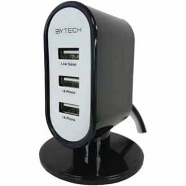 Bytech BYCS03100BK 3.4 amp 3 Hub de Station de Recharge Port USB - Noir