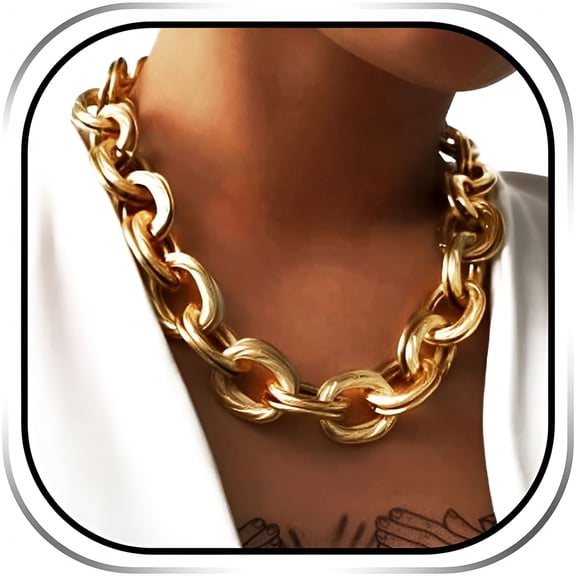 DESIGNICE Chunky Gold Choker Necklace Cuban Link Large Chain Necklaces for Women