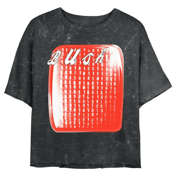 Junior's Bush Sixteen Stone Album Cover Graphic Crop T-Shirt Black Large