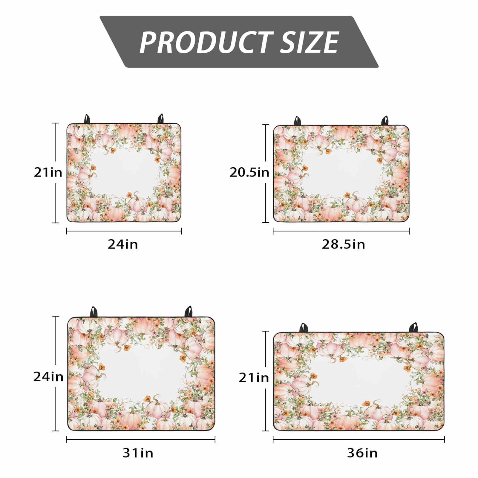 Thanksgiving Fall Stove Top Cover for Electric Stove, Heat-proof & Non Slip Glass Top Stove Cover Protector, Pink Orange Ombre Pumpkin Floral Botanical Kitchen Flat Cooktop Rubber Mat 24x21 Inches