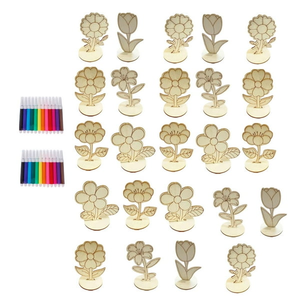 24 manualidades de flores para niños, kit de juguetes para colorear, pintar, sin terminar, juguete educativo temprano, decoración de flores 3D para ad