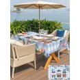thumbnail image 5 of Outdoor Tablecloth with Umbrella Hole for Patio/Picnic/Party/Camping, Summer Gnomes Nautical Waterproof Table Cloth Rectangle Table Cover Washable, Blue Coastal Buffalo Plaid (60"x 84"), 5 of 8