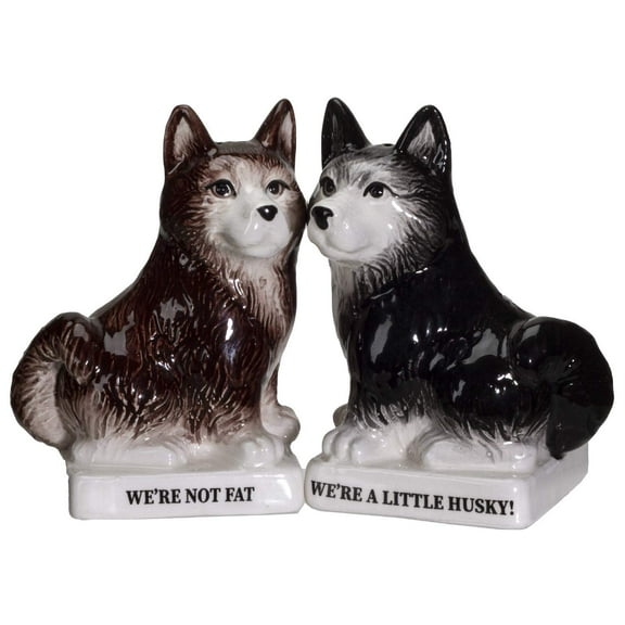 Pacific Giftware were Not Fat Huskies Ceramic Salt and Pepper Shakers Set