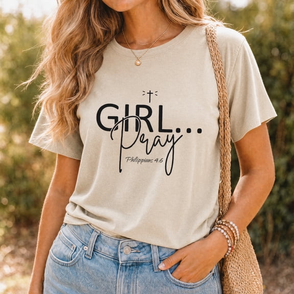 Jollimate Girl Pray Shirt, Christian Faith Shirt for Women, Religious Gift, Christian Gift For Woman