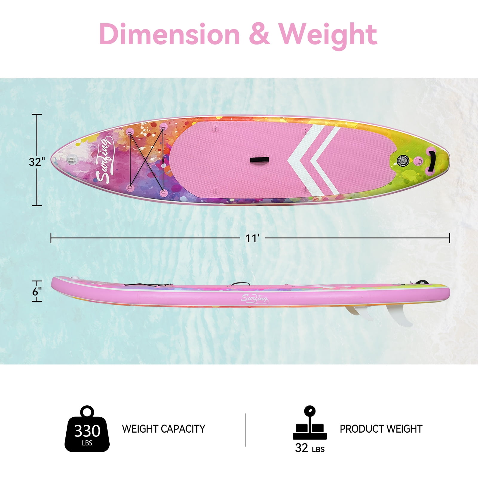 Elecwish Inflatable Stand Up Paddle Boards, 11' Wide Stable Design, Non-Slip Comfort Deck, Lightweight