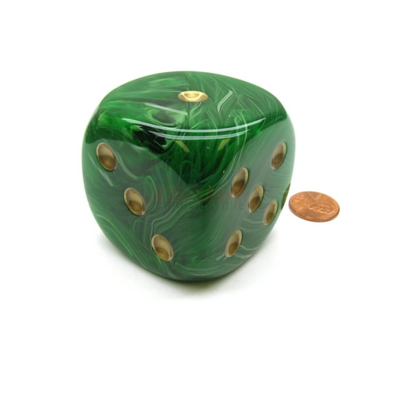 Chessex Vortex 50mm Huge Large D6 Dice, 1 Piece - Green with Gold Pips #DV5005