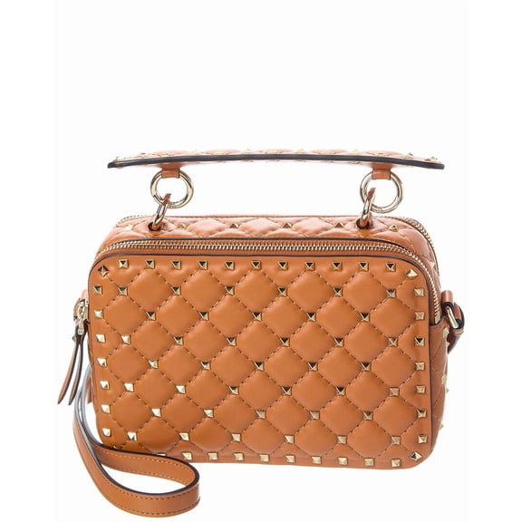 Valentino Rockstud Spike Leather Crossbody, Brown