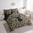 thumbnail image 2 of Castle Fairy Jungle Deer King Bedding 7pcs for Teens,Abstract Vintage Leoopard Print King Bed in a Bag,Beige Black,Black Reversible, 2 of 7