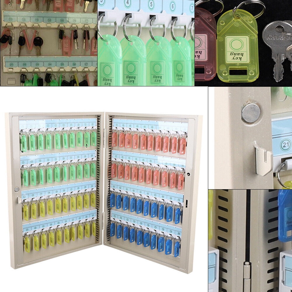 Large Wall Mount Lockable Key Cabinet - Storage Safe Security Lock 80 Keys Holder Box Key Storage Cabinet 19.88*15.35in