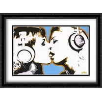 Girls Kissing 2x Matted 40x28 Large Black Ornate Framed Art Print by Steez