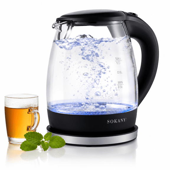 Cafetera Eléctrica De Vidrio De 1l Jarra De Cristal SOKANY
