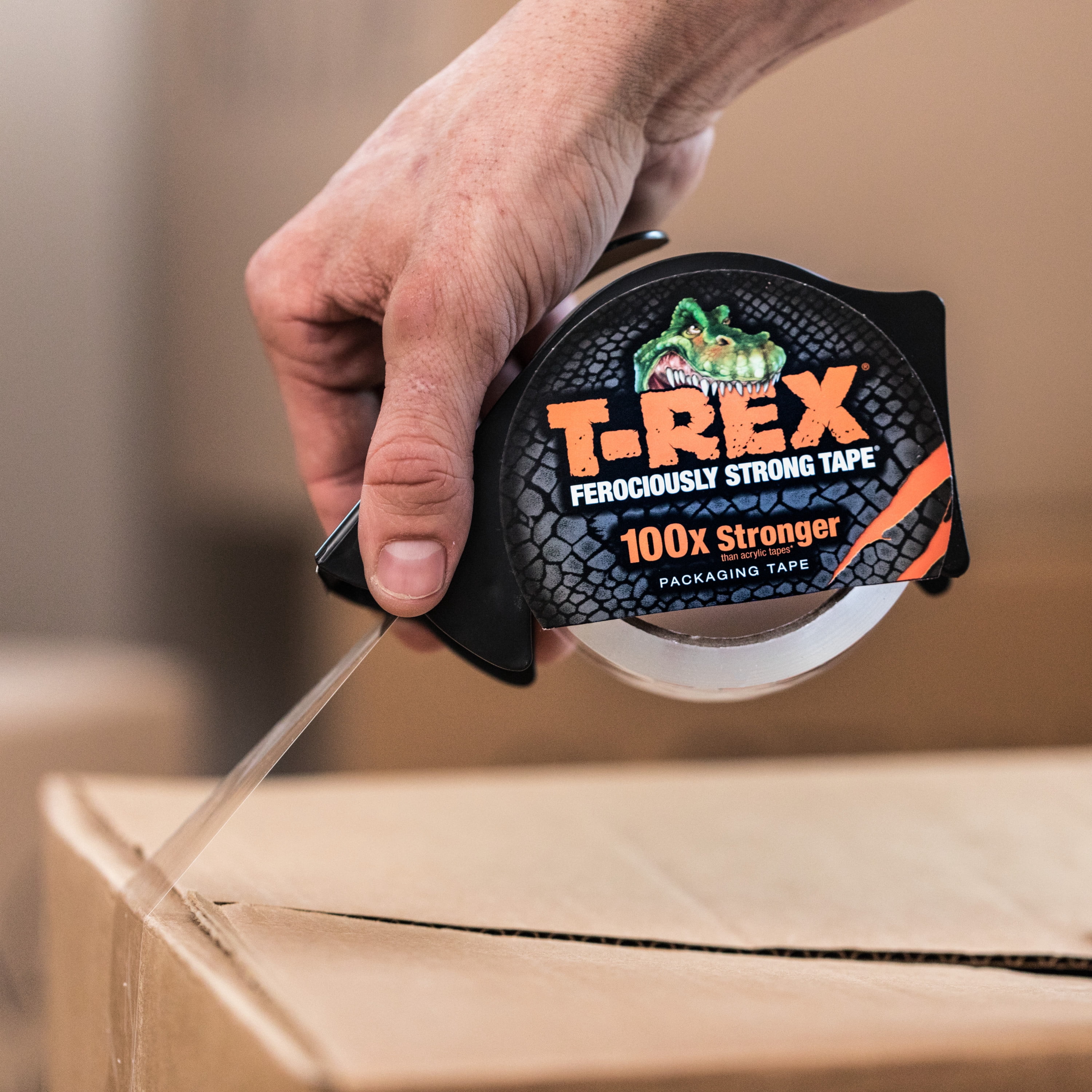 T-REX Packaging Tape With Dispenser, 1.88 in. x 35 yd., Clear, 1-Count