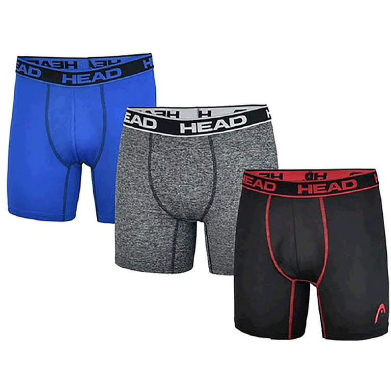 HEAD Mens Performance Underwear - 3-Pack Stretch Performance Boxer Briefs  Training Breathable Athletic Fit No Fly 