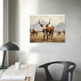 thumbnail image 3 of JEUXUS Large Texas Longhorn Canvas Wall Art Decor Western Farmhouse Cow Cattle Picture Art Prints for Living Room, Kitchen, Bedroom, Office & Home Decor Gift Ready to 20x16in, 3 of 4