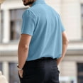 thumbnail image 5 of Men's Breeze Polo Shirts Beer Belly Breeze Short Sleeve Wear Collared Textured Shirt Stretchy Quick Dry Casual Golf for Outdoor Daily Light Blue L, 5 of 5