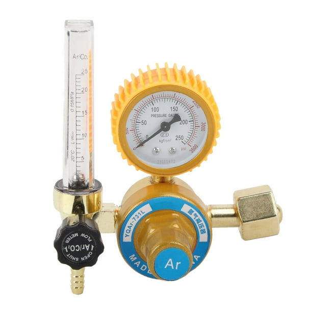 Medidor De Flujo De Argón Mig TIG, Medidor De Regulador De Gas Soldadura Regulador De Gas De Argón ABS Cobre Medidor De Flujo TIG Resistente A Vibraciones Reductor De Presión para Soldadura