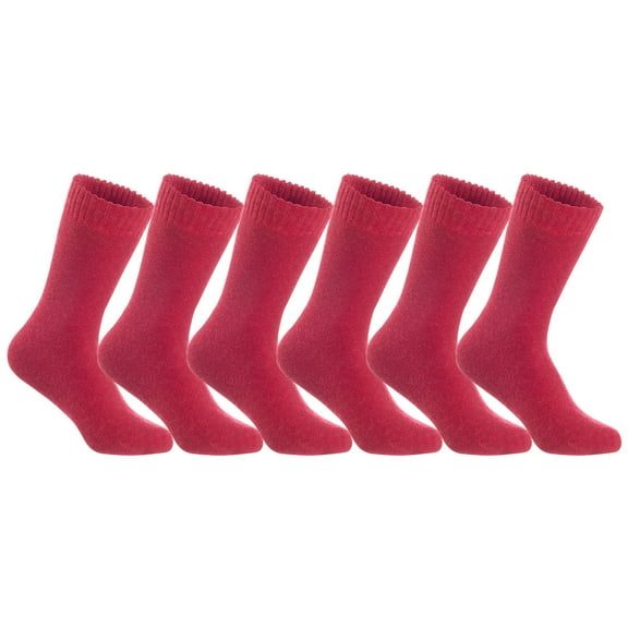 6 Pairs of The Most Gorgeous Women's Wool Crew Socks. Soft, Strong, Comfortable LK0602 Size 6-9 (Red)