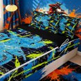 thumbnail image 3 of meiyoeat Dirt Bike Pattern Zipper Twin Comforter Sets with Fitted Sheet and 2 Pillowcases for Teens,Graffiti Print Zipper Bedding Set for Bedroom,Blue Yellow,Reversible, 3 of 6