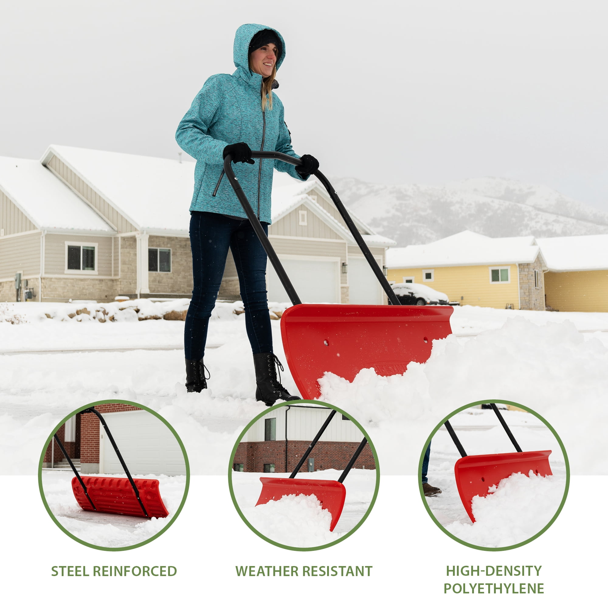 Lifetime Products 42 inch Wide Snow Pusher, Red (60530)