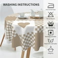 thumbnail image 6 of YFYANG 60 inch Round Table Cloth, Reusable Polyester Beige Love Plaid Pattern Table Cover for Indoor Outdoor Kitchen Restaurant Table Decoration Tablecloths, 6 of 8
