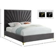 thumbnail image 7 of Maklaine Contemporary Solid Wood and Velvet King Bed in Gray, 7 of 7